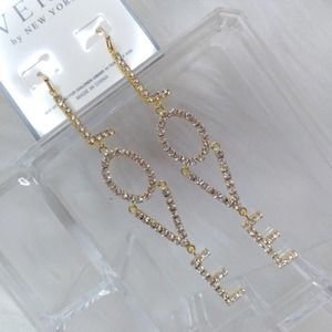Earrings Linear Drop LOVE Fashion Women